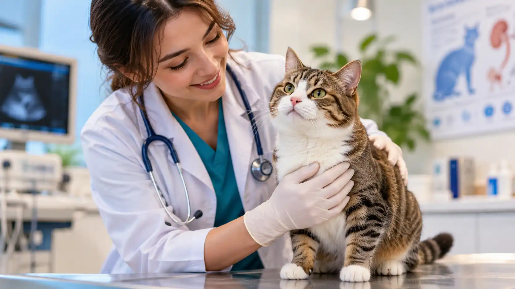Kedilerden insanlara bulaşan hastalıklar hakkında Pethekim veteriner kliniğinde kedi muayenesi